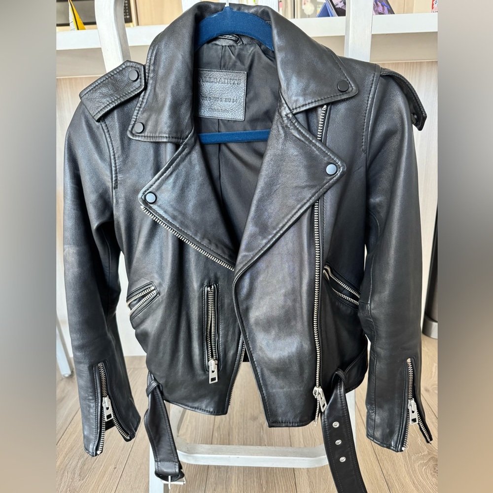 ALL SAINTS Balfern leather biker jacket size US 2